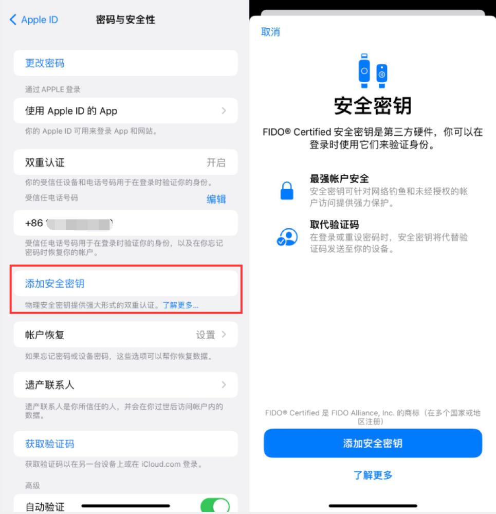 大丰镇苹果服务网点分享物理安全密钥有什么用？iOS 16.3新增支持物理安全密钥会更安全吗？ 